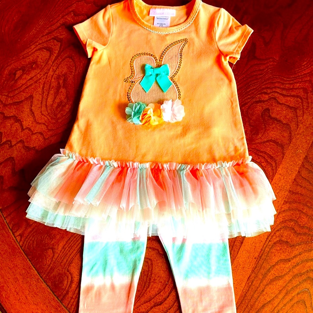 Orange and Pastel Tutu Dress Set, Size 24 Months
